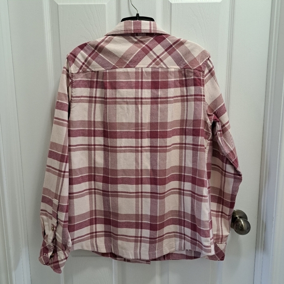 Frank & Oak Plaid Shirt Women's Small Flannel Button Up Top Pink Off White NWT - Picture 10 of 12